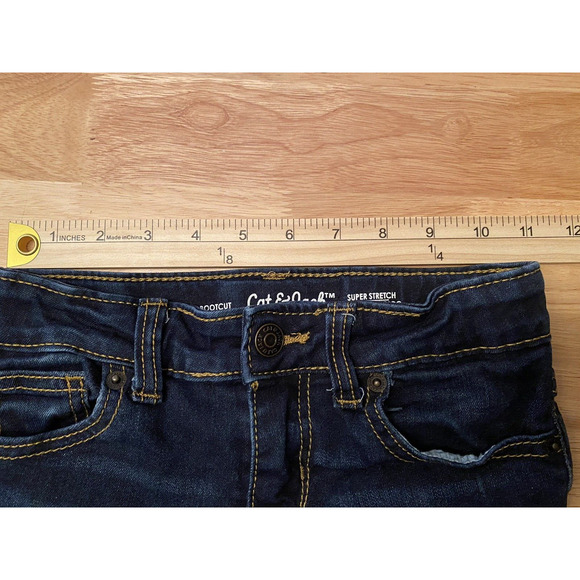Girls Super Stretchy Bootcut Jeans Size 6X, Cat and Jack, Dark, Adjustable Waist - Picture 4 of 14